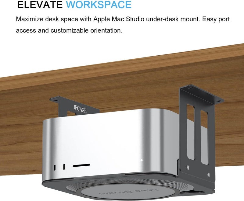 IFCASE Aluminum Under Desk Mount for Mac Studio M4 M3 M2 M1 Max, Ultra with Anti-Scratch Pad (Black) - Image 3